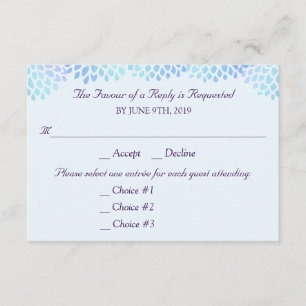 Hydrangea Blue Wedding Response RSVP 3 Entrees
