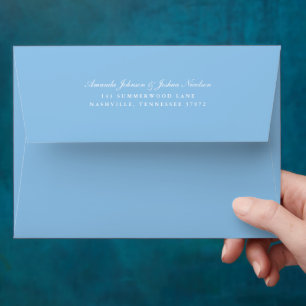 Hydrangea Blue with return address Wedding  Envelope