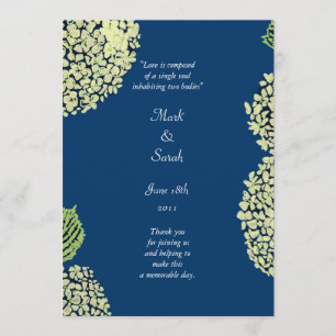 Hydrangea Blueberry Wedding Program Programme