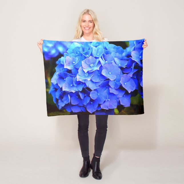 Hydrangea Blues Fleece Blanket (In Situ)