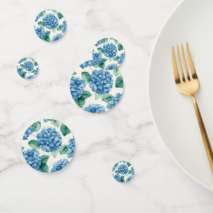Hydrangea Blues Floral Watercolor Botanical Blooms Confetti