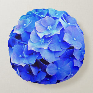 Hydrangea Blues Round Cushion
