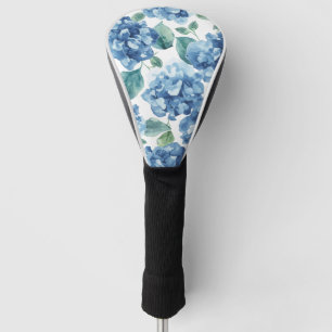 Hydrangea Blues Watercolor Blooms Flower Pattern Golf Head Cover