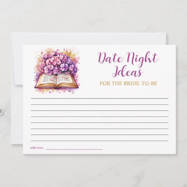 Hydrangea Book Theme Date Night Card (Front)