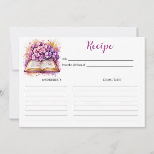 Hydrangea Book Theme Elegant Recipe Card