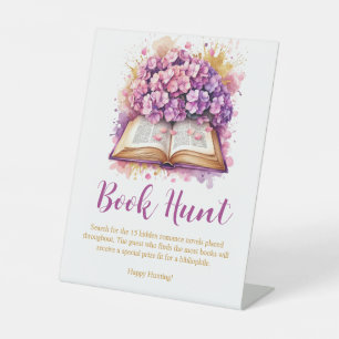 Hydrangea Book Theme Library Bridal Game Pedestal Sign