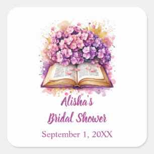 Hydrangea Book Theme  Square Sticker