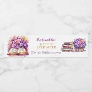 Hydrangea Book Theme Water Bottle Label