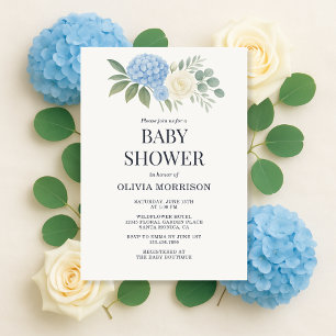 Hydrangea Botanical Eucalyptus Baby Shower Invitation