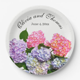 Hydrangea Bouquet pink blue purple floral Paper Plate