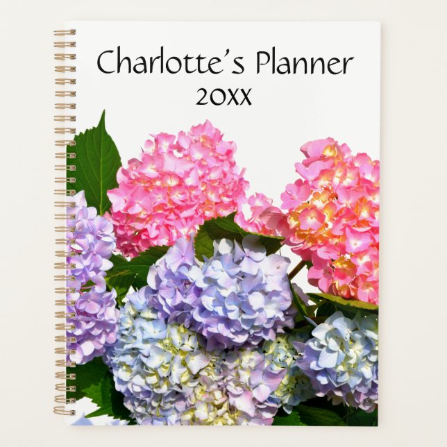 Hydrangea Bouquet, pink purple blue yellow flowers Planner (Front)