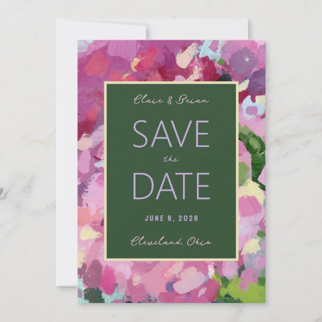 Hydrangea Bouquet Save the Date Card (Front)