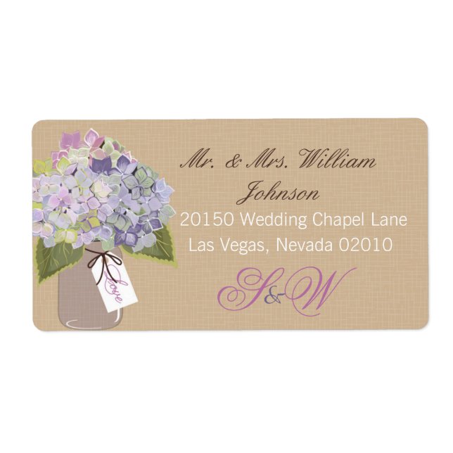 Hydrangea Bouquet Wedding Label (Front)