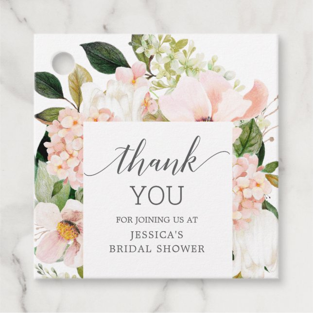 Hydrangea Bridal Shower Thank You Favour Tag (Front)