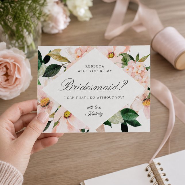 Hydrangea Bridesmaid Proposal Postcard (Creator Uploaded)