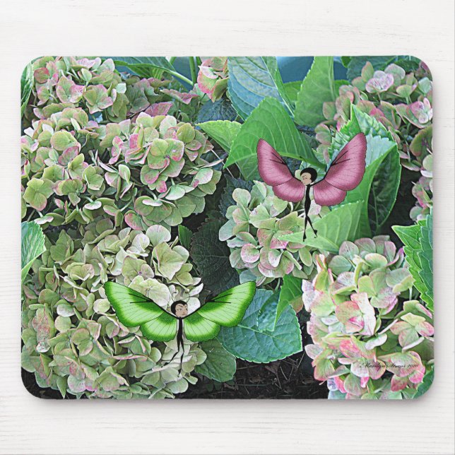 Hydrangea & Butterfairies Mouse Mat (Front)