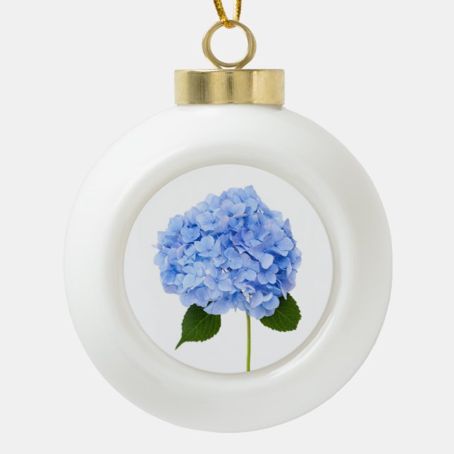 Hydrangea Ceramic Ball Christmas Ornament (Front)