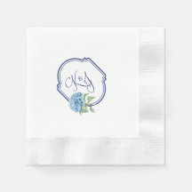 Hydrangea cocktail napkins for Kristen & Jonathan