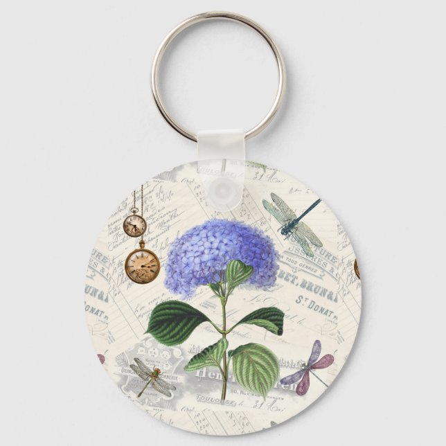 Hydrangea Collage Key Ring (Front)