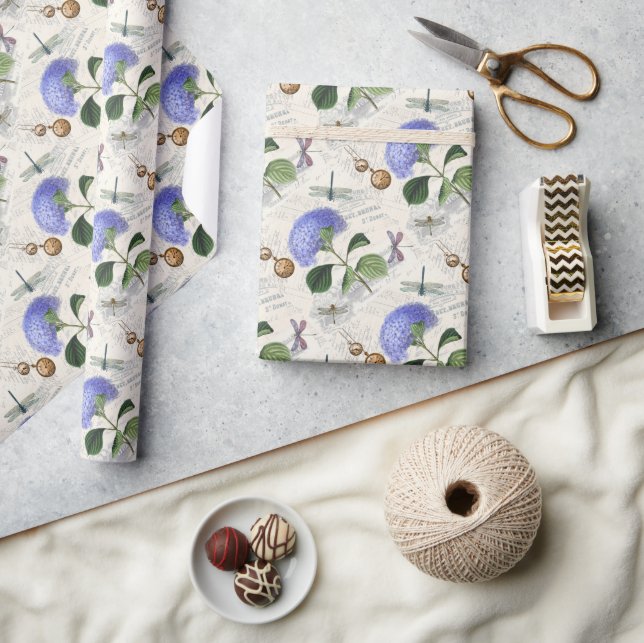 Hydrangea Collage Wrapping Paper (Crafts)