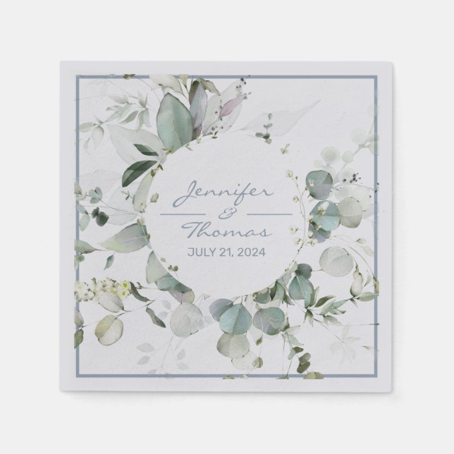 Hydrangea Color and Green leaves Paper Napkin  (Front)