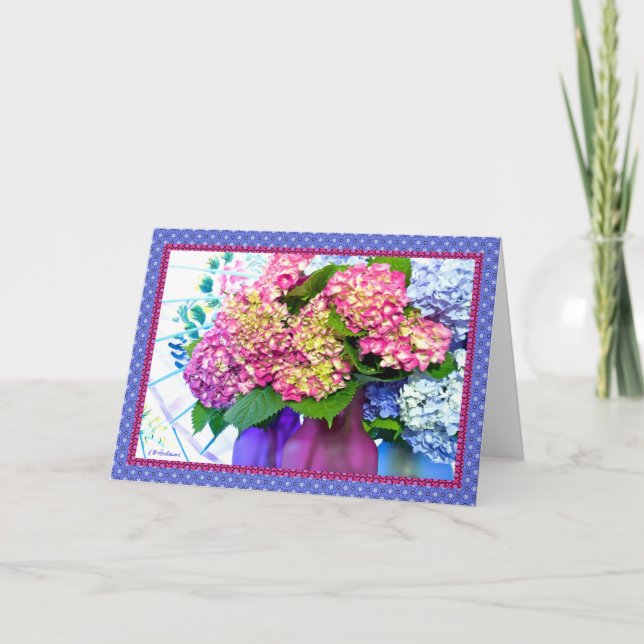 Hydrangea colours & borders II Card (Front)