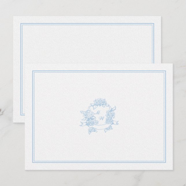 Hydrangea Crest Periwinkle Classic Wedding Couple Card (Front/Back)