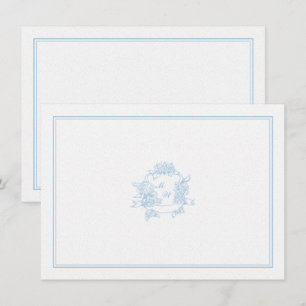 Hydrangea Crest Periwinkle Classic Wedding Couple Card