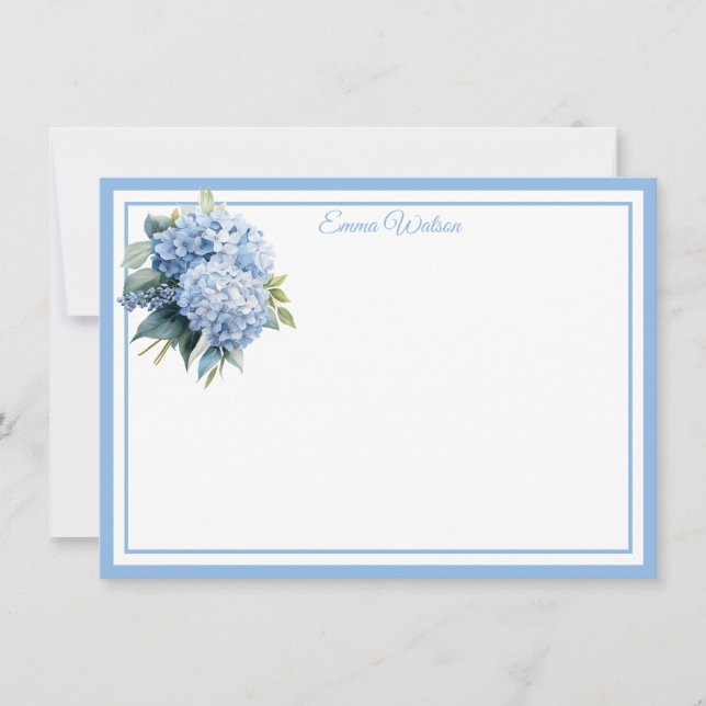 Hydrangea Custom Name Note Card (Front)