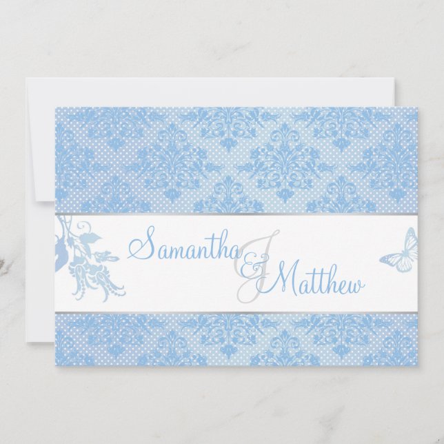 Hydrangea Damask Wedding Invitation Card (Front)