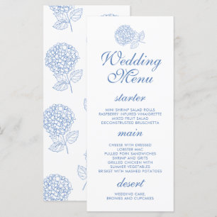 Hydrangea Dusty Blue Floral Modern Wedding Menu