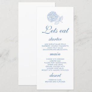 Hydrangea Dusty Blue Floral Wedding Menu