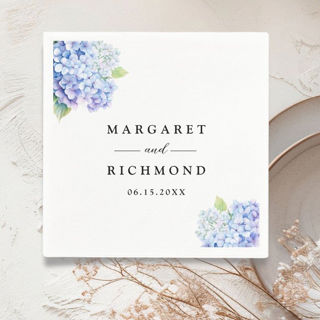 Hydrangea Dusty Blue Floral Wedding Napkin (Creator Uploaded)