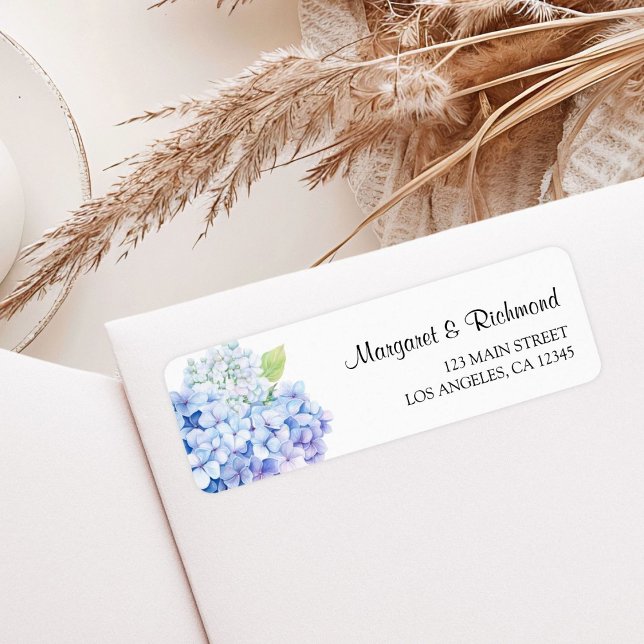 Hydrangea Dusty Blue Floral Wedding Return Address (Creator Uploaded)