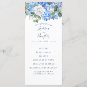 Hydrangea Dusty Blue Garden Wedding Programs Programme