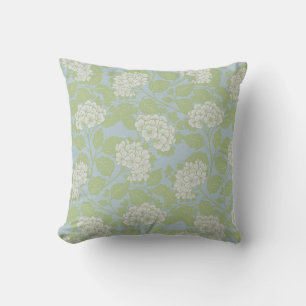 Hydrangea elegant cottagecore dusty blue green cushion