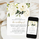Hydrangea Elegant Rose Greenery Digital Wedding Invitation<br><div class="desc">Offered in both digital and print -- design features elegant white hydrangea and rose watercolor elements. Floral elements are also in mixed shades of white, ivory, champagne and other neutral colours over greenery, eucalyptus and other botanical foliage. View matching products in this design from the collection link on this page...</div>
