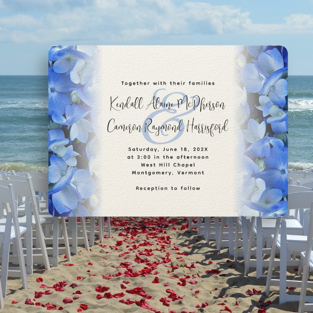 Hydrangea Elegant Wedding Blue Floral Invitation (Creator Uploaded)