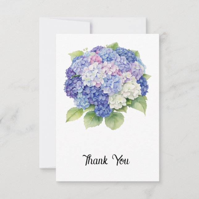 Hydrangea Flat Thank You Card (Front)