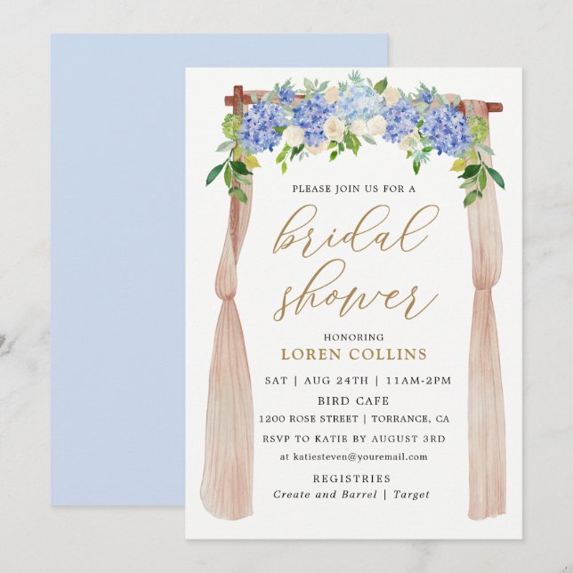 Hydrangea Floral Arch Rustic Bridal Shower Invitation (Front/Back)