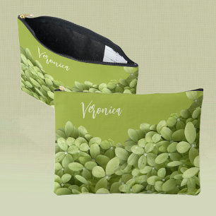 Hydrangea Floral Blooms Custom Name Accessory Pouch