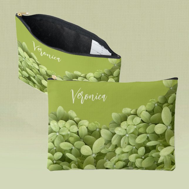 Hydrangea Floral Blooms Custom Name  Accessory Pouch (Creator Uploaded)