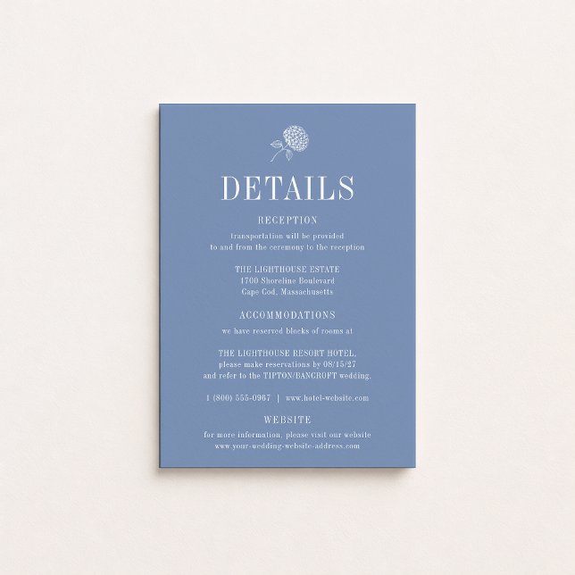 HYDRANGEA Floral Blue Wedding Details Card (Creator Uploaded)