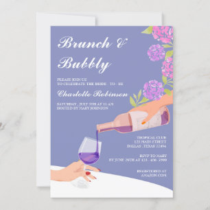 Hydrangea Floral Brunch And Bubbly Bridal Shower Invitation