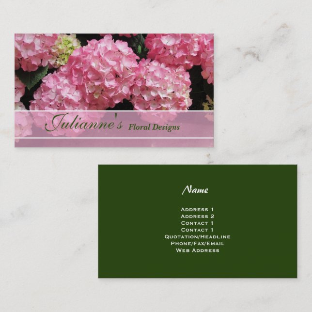  Hydrangea Floral Business Cards (Front/Back)