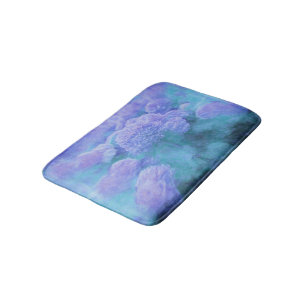 Hydrangea Floral Chic Purple Teal Vintage Bath Mat