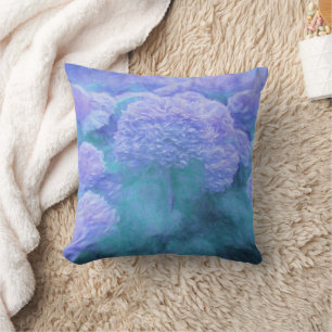 Hydrangea Floral Chic Purple Teal Vintage Cushion