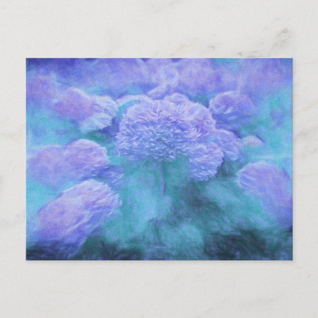 Hydrangea Floral Chic Purple Teal Vintage Postcard (Front)