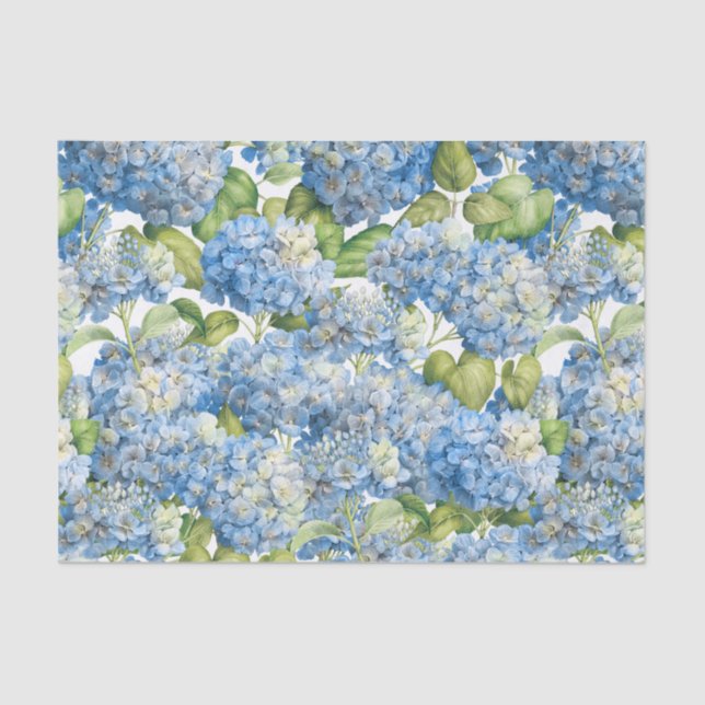 Hydrangea Floral Classic Blue Pattern Tissue Paper (Front)