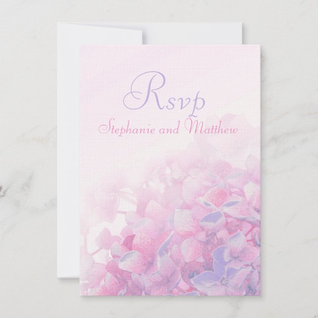 Hydrangea floral formal wedding RSVP pink purple Invitation (Front)